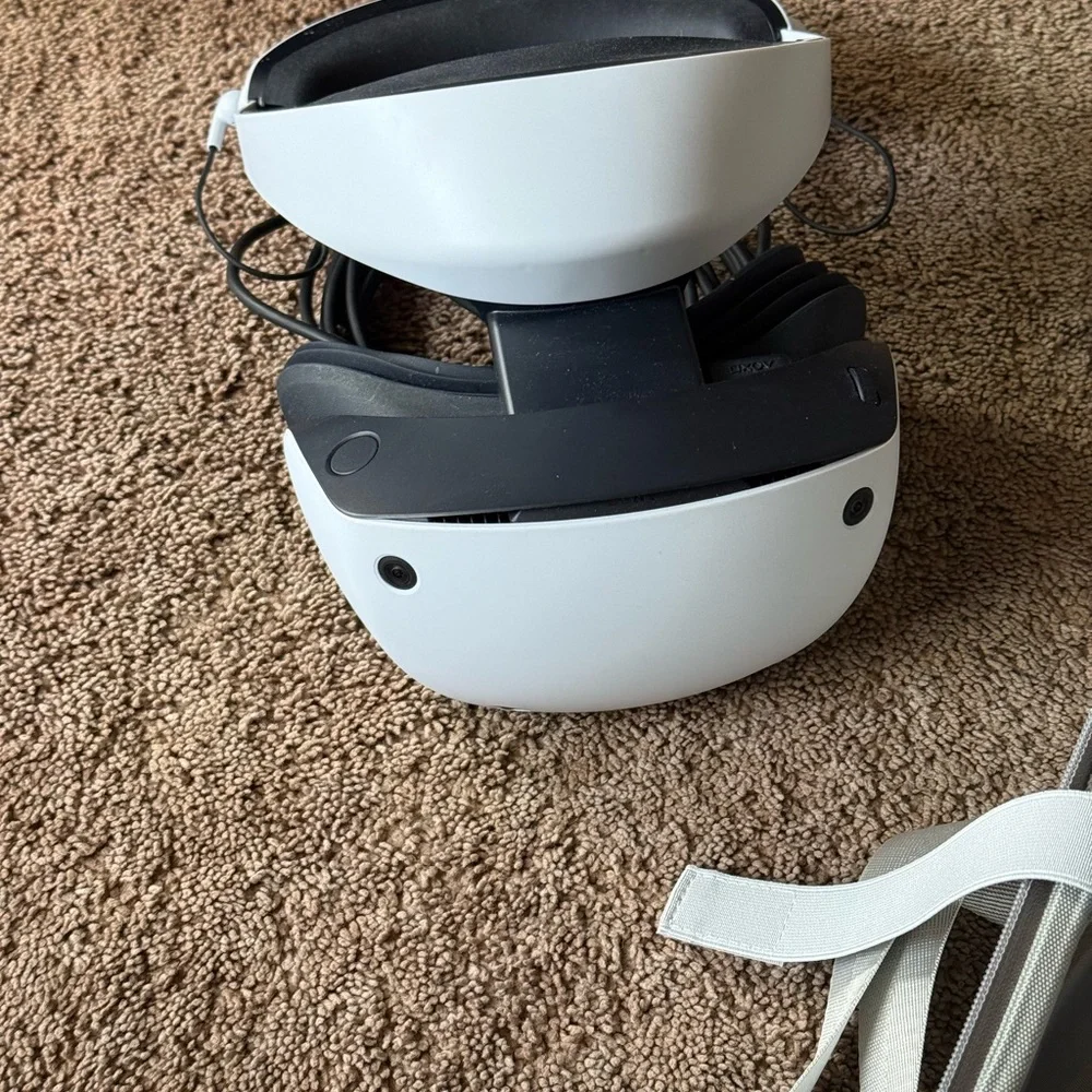 White and Black Sony VR Headset Sleek Design Adjustable Fit